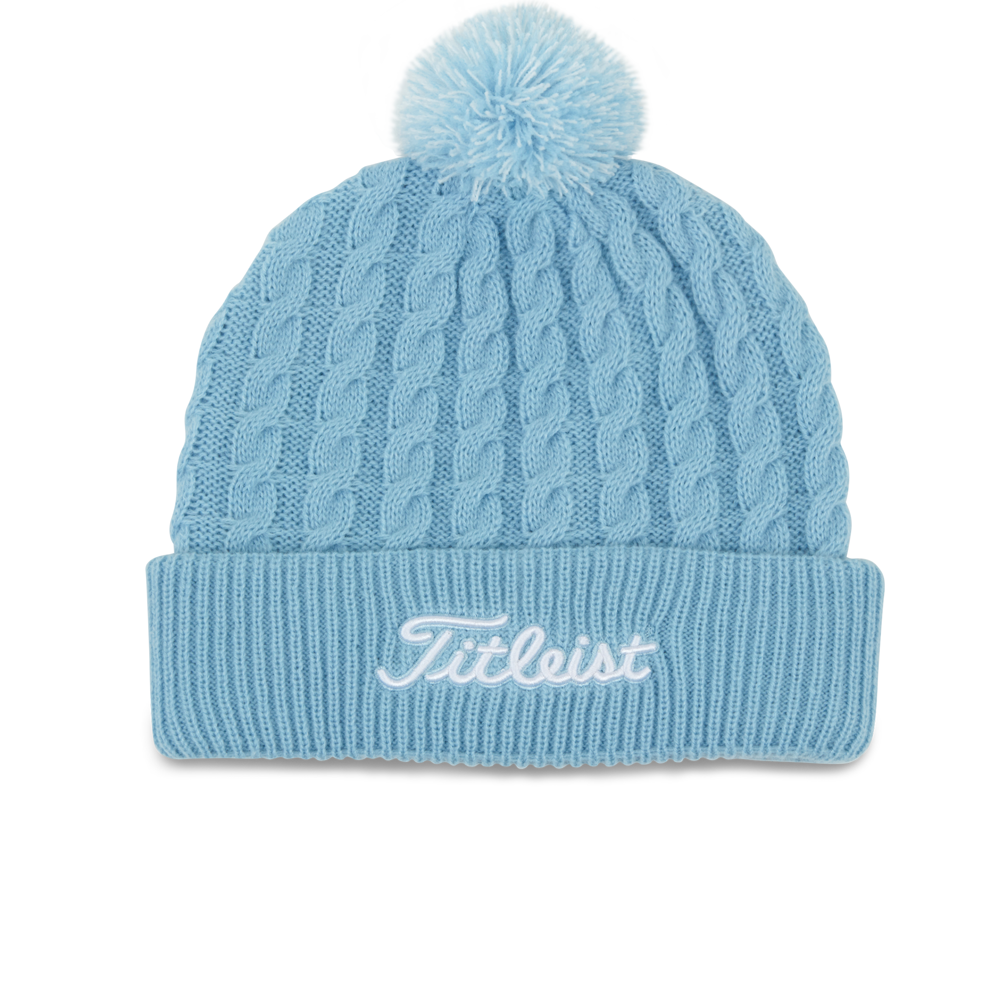 Titleist Official Cable Knit Pom Pom in Sky/White