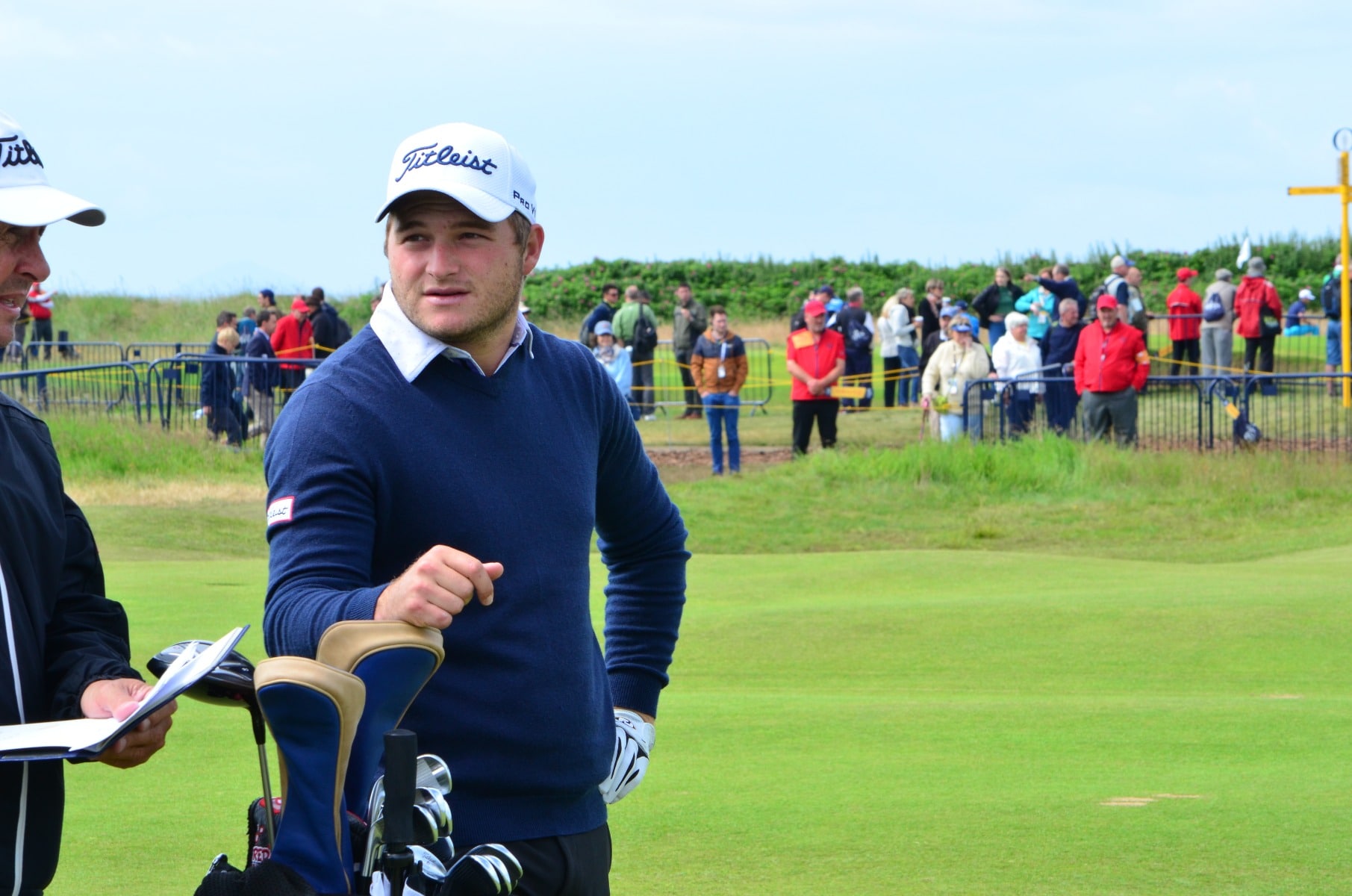 Zander Lombard on his practice round on the 18th...