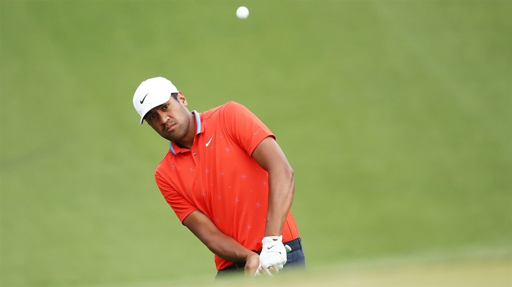 Tony Finau chips his Pro V1 golf ball at the WGC-Dell Technologies Match Play